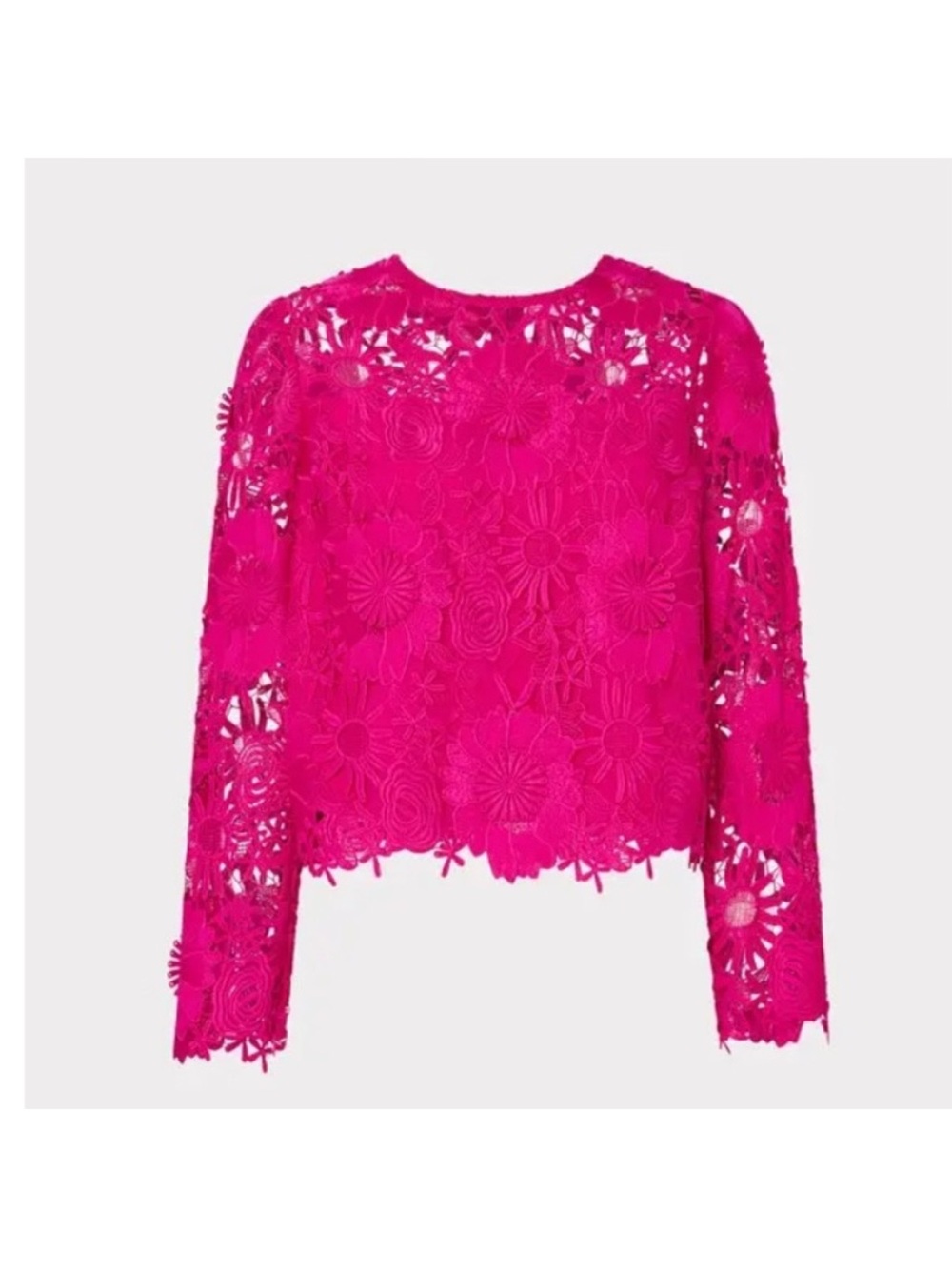 Milly Bright Fuchsia Floral Lace Long-Sleeve Top